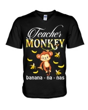 Teacher Monkey V-Neck T-Shirt tile
