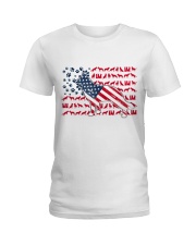 German Shepherd Dog Flag Us Ladies T-Shirt tile