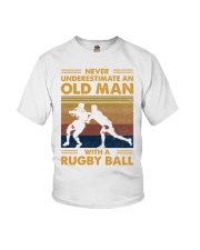 Rugby Never Underestimate An Old Man Youth T-Shirt tile