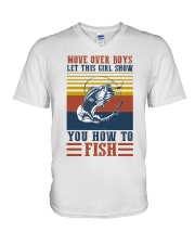 Fishing Move Over Boys V-Neck T-Shirt tile