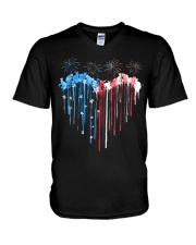 Cat 1 Heart Flag V-Neck T-Shirt tile