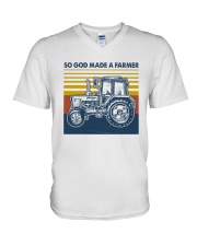 Tractor So God Made A Farmer V-Neck T-Shirt tile