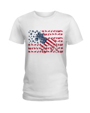 Pitbull Dog Flag Us Ladies T-Shirt tile