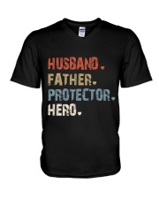 Father Hero Protector Hero V-Neck T-Shirt tile