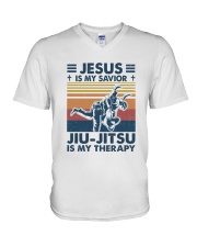 Jiu Jitsu Is My Therapy V-Neck T-Shirt tile