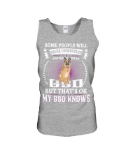 My GSD knows Unisex Tank thumbnail