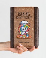 Baking Is My Therapy Medium - Leather Notebook aos-medium-leather-notebook-lifestyle-front-01