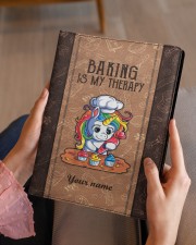 Baking Is My Therapy Medium - Leather Notebook aos-medium-leather-notebook-lifestyle-front-07