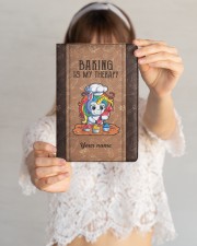 Baking Is My Therapy Medium - Leather Notebook aos-medium-leather-notebook-lifestyle-front-09