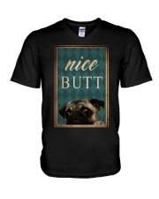 Dog Pug Nice Butt V-Neck T-Shirt tile