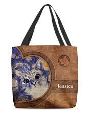 Starry Night Cat Leather Pattern Print All-over Tote front