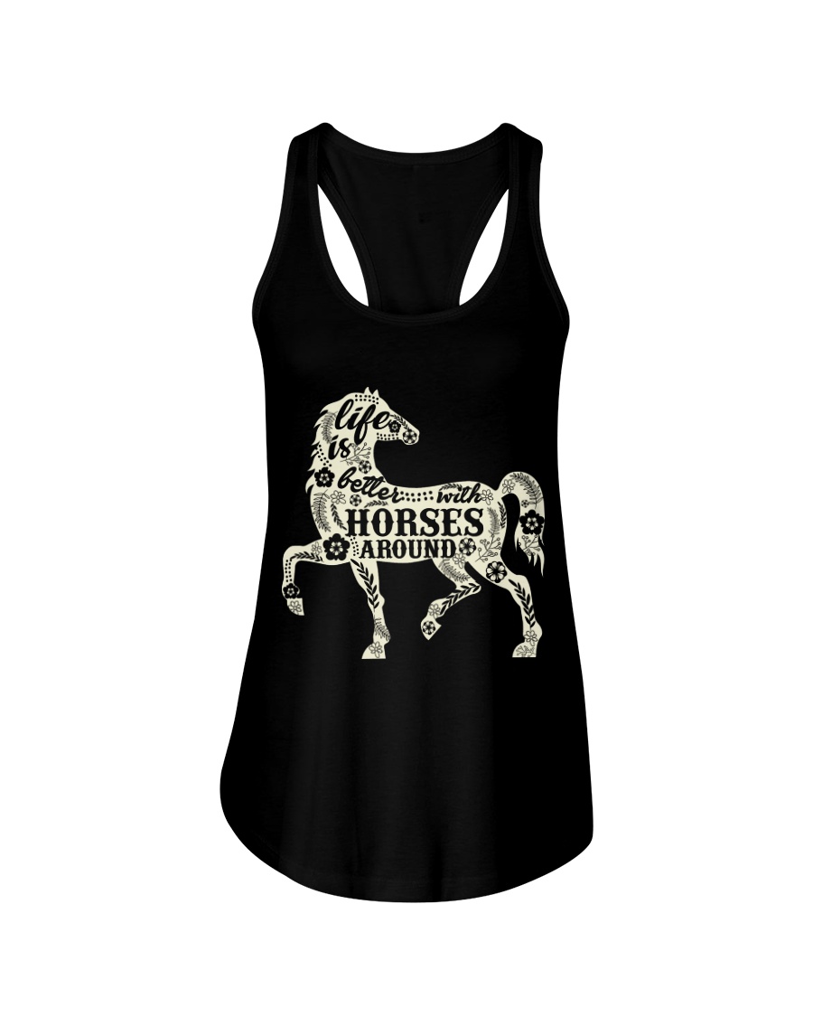 Life is better with horses around Ladies Flowy Tank