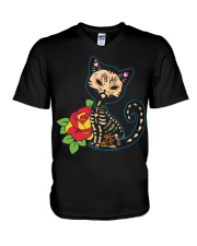 Cat Day of the Dead V-Neck T-Shirt thumbnail