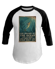 Mermaid She Dreams Of The Ocean Baseball Tee tile
