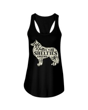Life is better with shelties around Ladies Flowy Tank front