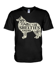 Life is better with shelties around V-Neck T-Shirt thumbnail