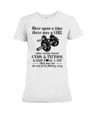 Gyms And Tattoos Premium Fit Ladies Tee tile