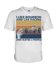 Racing I Like Bourbon And Car Racing V-Neck T-Shirt tile