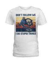 Cycling I Do Stupid Things Ladies T-Shirt tile