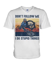 Cycling I Do Stupid Things V-Neck T-Shirt tile