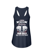 I know my wife Ladies Flowy Tank front