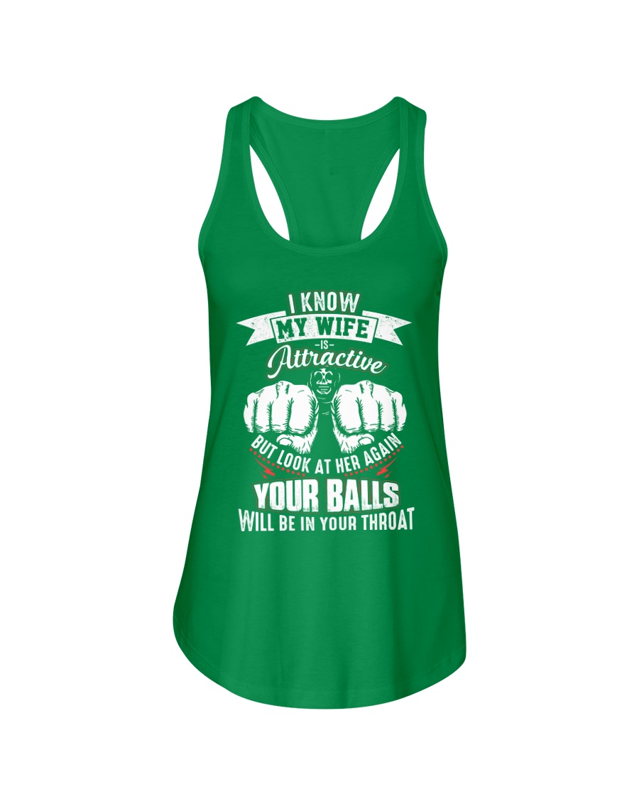 I know my wife Ladies Flowy Tank