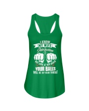 I know my wife Ladies Flowy Tank front