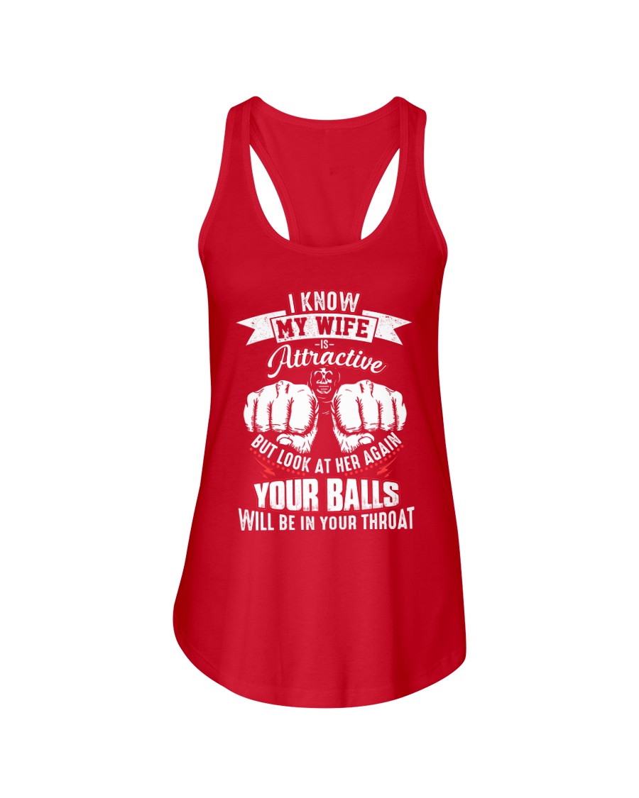 I know my wife Ladies Flowy Tank