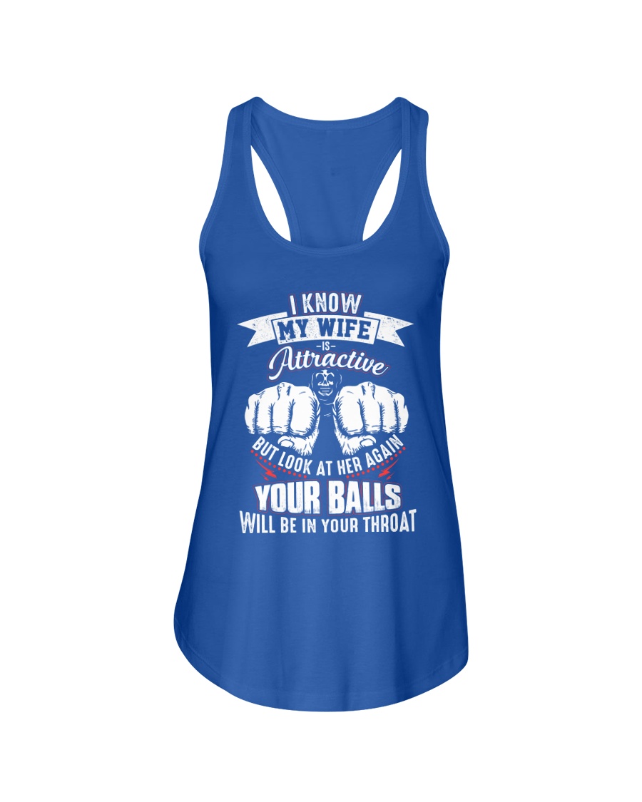 I know my wife Ladies Flowy Tank
