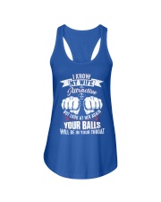 I know my wife Ladies Flowy Tank front