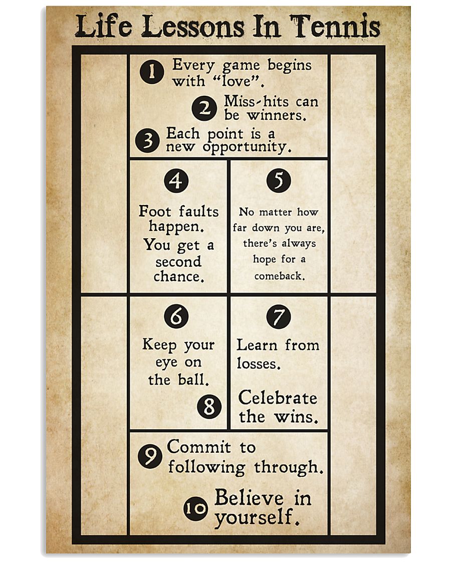 Picture of LIFE LESSON IN TENNIS VERTICAL POSTER White