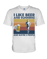 Running I Like Beer And Running V-Neck T-Shirt tile