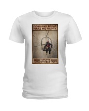 Skiing And Dogs Make Me Happy Ladies T-Shirt tile