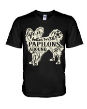 Life is better with papilons around V-Neck T-Shirt thumbnail