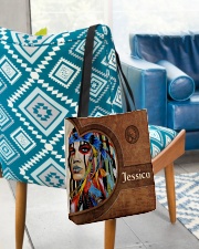Native American Girl Leather Pattern Print All-over Tote aos-all-over-tote-lifestyle-front-01