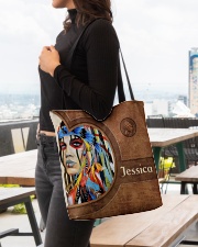 Native American Girl Leather Pattern Print All-over Tote aos-all-over-tote-lifestyle-front-04