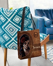 Skull Girl Leather Pattern Print All-over Tote aos-all-over-tote-lifestyle-front-01