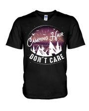 Camping hair don't care V-Neck T-Shirt thumbnail