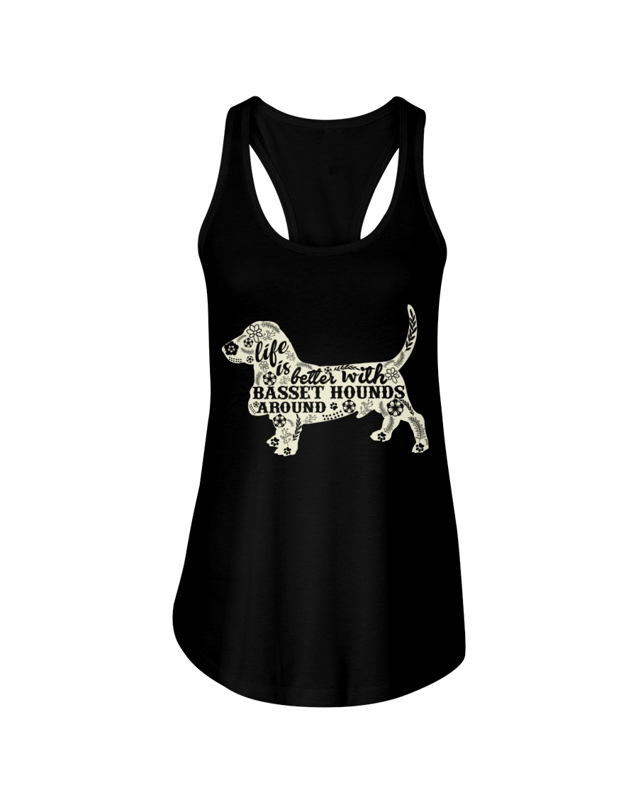 Life is better with basset hounds around Ladies Flowy Tank
