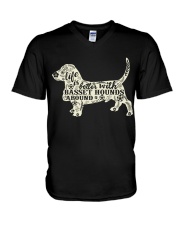 Life is better with basset hounds around V-Neck T-Shirt thumbnail