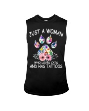 Just a woman who loves cats and has tattoos Sleeveless Tee thumbnail