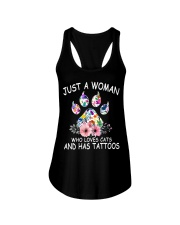 Just a woman who loves cats and has tattoos Ladies Flowy Tank thumbnail