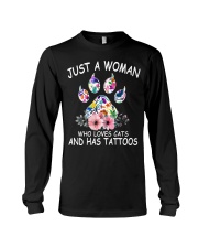 Just a woman who loves cats and has tattoos Long Sleeve Tee thumbnail