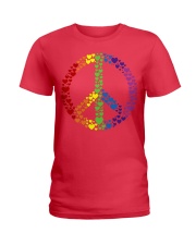 Peace Sign Rainbow Hearts Ladies T-Shirt thumbnail