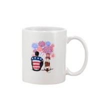American Bulldog Black Hair Man 4th July Mug tile