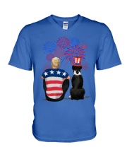 Black Boxer Blonde Hair Man 4th July V-Neck T-Shirt tile