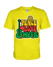 Reggae Peace Love Music V-Neck T-Shirt tile