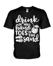 Drink in My Hand Toes in the Sand V-Neck T-Shirt tile