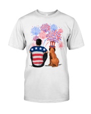Black Bloodhound Great Dane Black Hair 4th July Classic T-Shirt front
