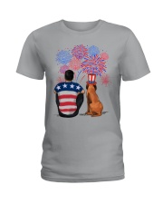 Black Bloodhound Great Dane Black Hair 4th July Ladies T-Shirt tile